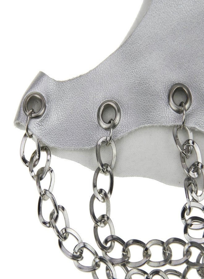 RUIXIB Women Punk Rock Fingerless Gloves Night Club Show 3 Metal Chains Buckle Gloves - Image 5